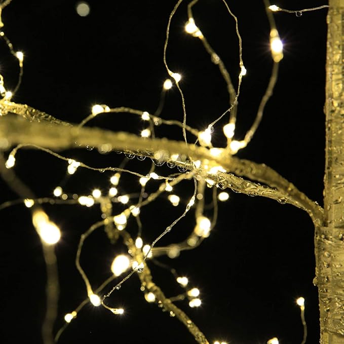 LIGHTSHARE 5 ft. LED Tree - Starlit Tree Collection with Warm White LED Angel Lights, 5 Feet, Champagne Gold, Perfect for Home Decor Holiday Party Wedding