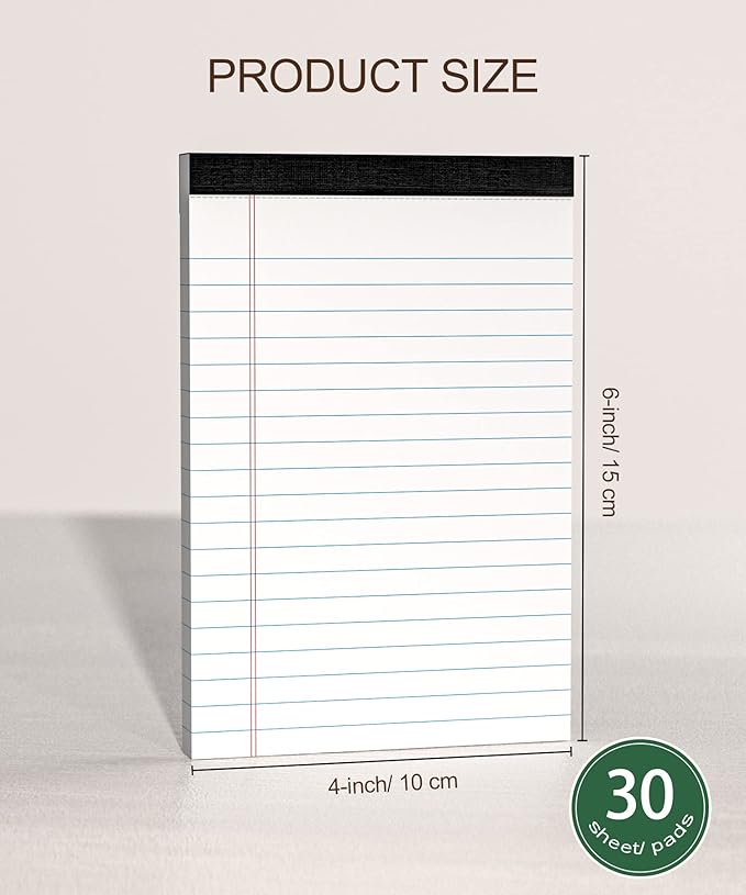 Legal Pads 4x6 Small Notepads, 14-Pck Note Pads for Work Mini Pocket Notepad White Paper Writing Pads Narrow Ruled Scratch Memo Pads for Office Home Taking Quick Notes, Perforated, 30 Sheets Per Pad