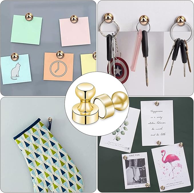 LOVIMAG Fridge Magnets 20Pcs Refrigerator Whiteboard Small Strong Magnet Classroom Kitchen Accessories Decorative Locker Set Decor Must Haves Office Calendar Refrigerador Magnetic Cute Crafts Gold