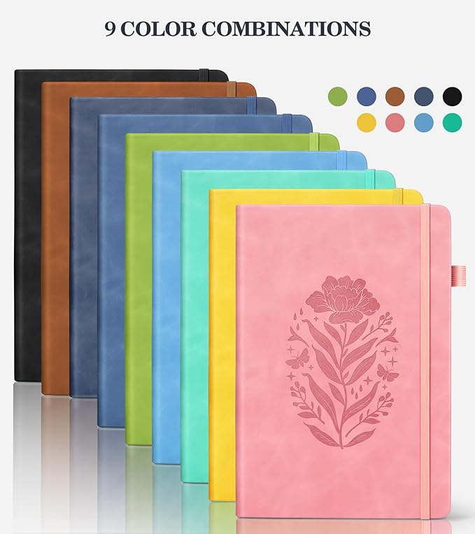 Lined Journal Notebook for Men Women, A5 Leather Journals for Writing, 200 Pages College Ruled Journal Notebook, Travel Daily Journal Notebook for Work School, Note Taking 5.75'' X 8.38'' Grayblue