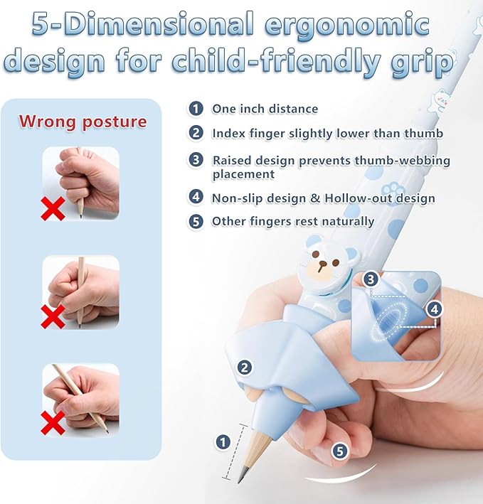 Pencil Grips for Kids Smart Pressure‑Controlled Writing Pencil Holder Gripper Posture Correction & Ergonomic Writing Tools Preschool Kindergarten Classroom & Homeschool Supplies (Pink)