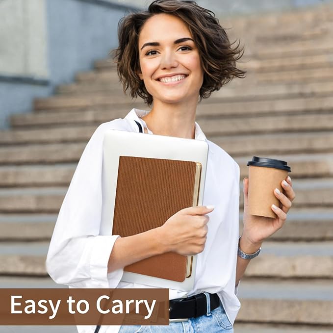 Lined Journal Notebook for Work College Ruled Note Book 7.2"x9.6" B5 PU Leather Daily Journaling 160 Pages for Women Men Writing Home School Supplies Business (Brown)