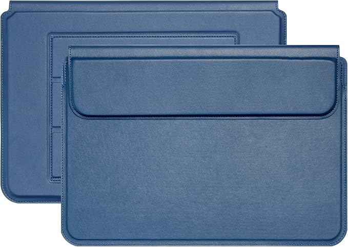 Megoo 13" Laptop Case Sleeve Compatible with Microsoft Surface Laptop 6 13.5", MacBook Air/Pro, Samsung Galaxy Book/Chromebook 13.3” PU Leather Carry Stand Case for 13" 14" Tablet Chromebook(Blue)