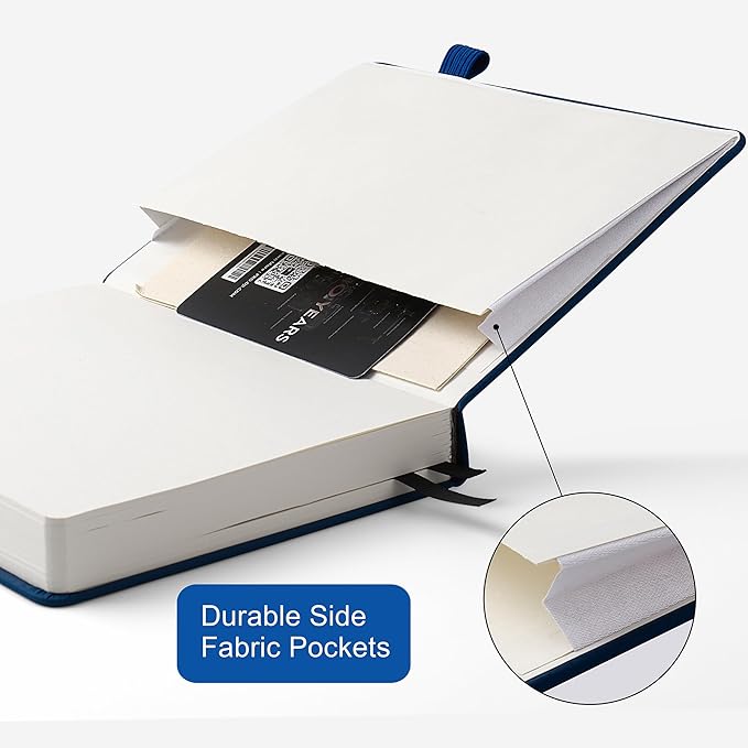 Lined Journal Notebook for Women Men, 352 Pages A5(5.7" x 8.3")College Ruled Hardcover Leather Journals for Writing, Daily Journal Notebooks for Work, Note Taking, Travel, School, Business (Navy blue)