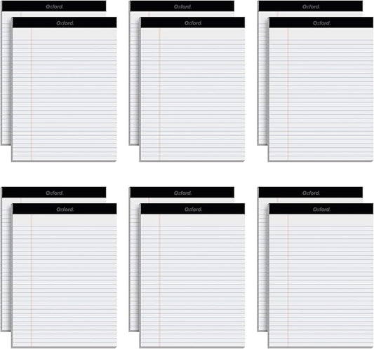 Oxford 8.5 x 11 Legal Pads, Wide Ruled, White Paper, 50 Sheets Per Writing Pad, Made in the USA (74030) | (Pack of 72)