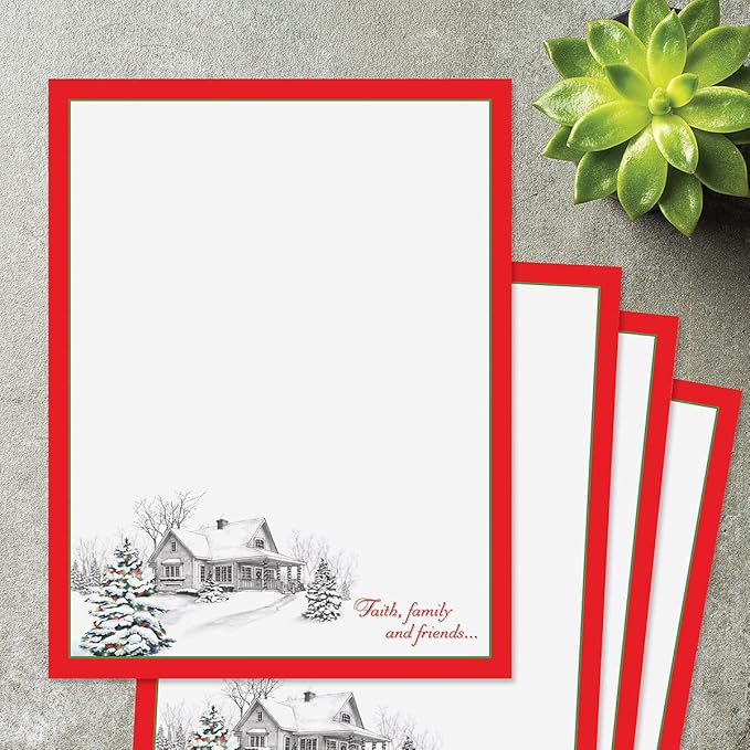 Winter Home Christmas Stationery - Holiday Letters, Printer Paper, 25 Sheets, 8½ x 11 Inch, by Current