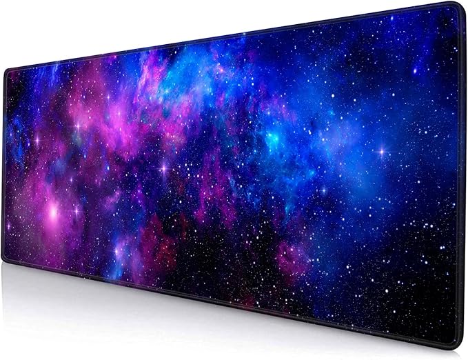 Large Mouse Pad, Extended XL Gaming Mousepad, Non-Slip Rubber Base Keyboard Mouse Mat Desk Pad for Work, Game, Office, Home, 31.5 x 11.8 in, Purple Galaxy, PL230707027