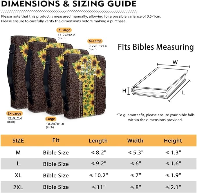 Lotusorchid PU Leather Bible Bag for Women with Inspiring Bible Verses, Sunflower Leopard Print Bible Cover Women Girls, Sturdy Bible Book Carrying Bags Christian Bible Study Accessories, M