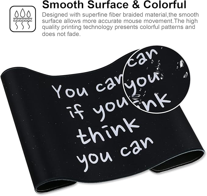 Large Gaming Mouse Pad with Stitched Edges,[27.5x11.8In] Extended Letter Mouse Pad with Non-Slip Natural Rubber Base for Gamer/Desktop/Office/Home 70x30 letter02