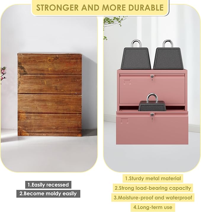 Metal Lateral File Cabinet, 30.24" H Lockable Files Cabinet, Ins Design Office Cabinet with 2 Drawers, Assembly Required