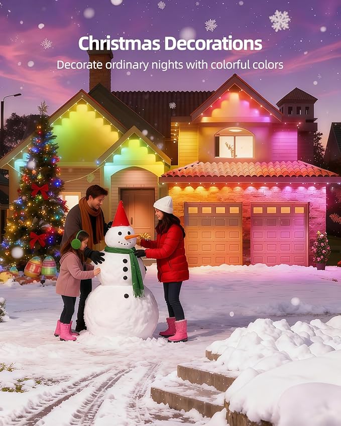 oneup 100FT Permanent Outdoor Christmas Lights, RGB+IC Eaves Light with App/Control Remote, IP67 Waterproof, 16M Colors, Music Sync,Rainbow Led Lights for Outside Christmas Decorations Patio