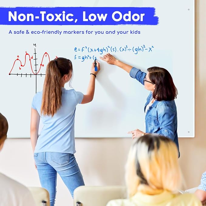 maxtek Dry Erase Markers Chisel Tip, Assorted Colors, Glass Whiteboard Markers for Dry Erase Board, Acrylic Planning Board, Mirrors, Windows, Classroom Must Haves, 8 Count