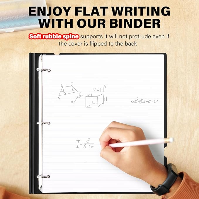 1 Inch Telescoping 3 Ring Binder-12PCS, Flexible Binder with Customized Front Cover, Holds 225 Sheets, School Office Supplies, 4 Colors