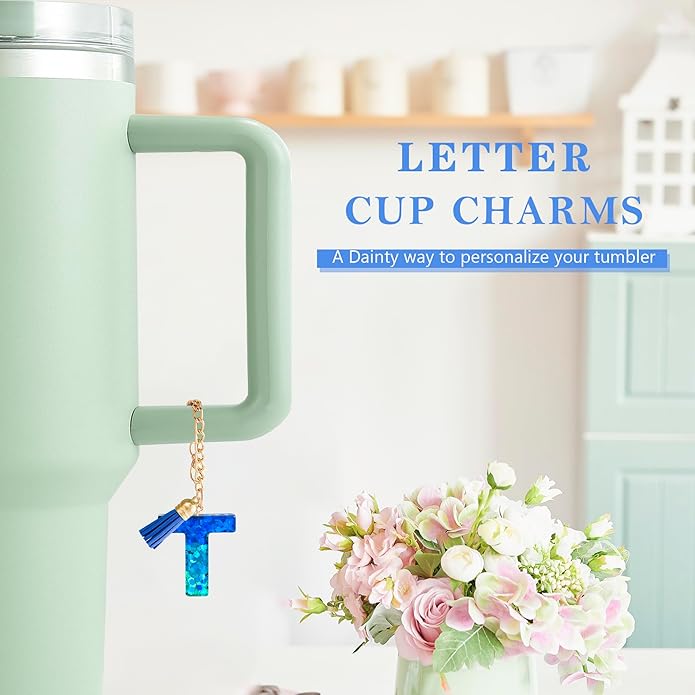 Letter Charm Accessories for Stanley Cup 1 PCS Cute Initial Keychain Handle Charm for Stanley Tumbler for Women