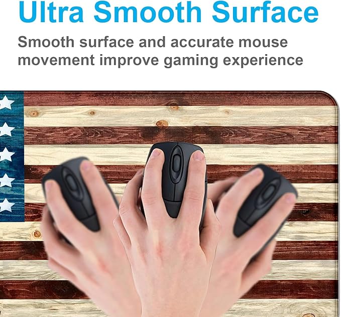 Personalized American Flag Wood Grain Computer Keyboard Desk Pad, Cute Female Office and Study Full Desk Extended Mouse Pad 35.4 x 15.7 Inches