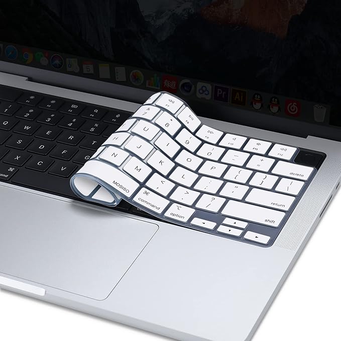 MOSISO Keyboard Cover Skin Compatible with MacBook Air 15 inch M3 A3114 M2 A2941/Air 13.6 A3113 A2681/Pro 14/16 M4 M3 M2 M1, White