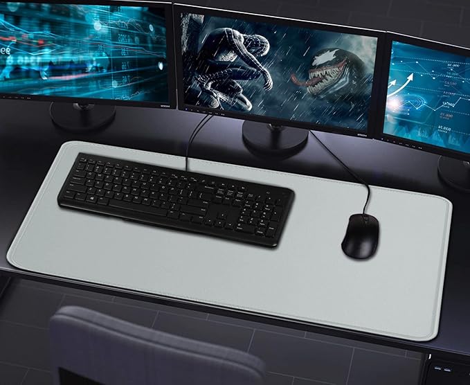 Large Gaming Mouse Pad with Stitched Edges, Durable Non-Slip Natural Rubber Base, Waterproof Computer Keyboard Pad Mat for Esports Pros/Gamer/Desktop/Office/Home - Grey