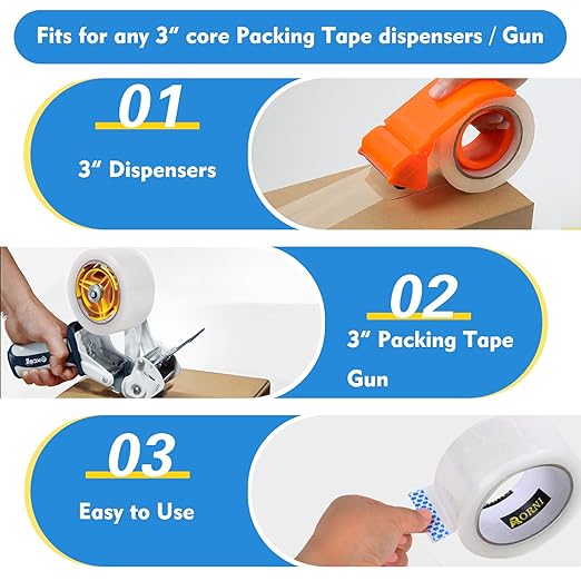 Packing Tape Heavy Duty Refill 36 Rolls Sealing Great for Packing Box Shipping and Moving Supplies Packaging 1.88" x 65 Yards 3" Core 2.0 Mil Thick Adhesive