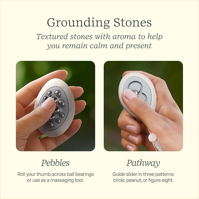 Lifelines Scent-Infused Grounding Stones, 2-Pack, Flow Pack - Portable Fidgets for Adults with Essential Oil Blend & Diffusion Stones for Sensory Immersion - Calming Waterless Passive Diffuser