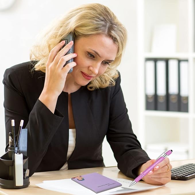 Geyee 24 Pcs Interesting Sticky Notes with Funny Pens Fun Notepads for Adults Coworkers Nurse 3 x 4 Inch to Do List Notepads with Sayings Pen for Lab Week Gifts Teacher Office Supplies