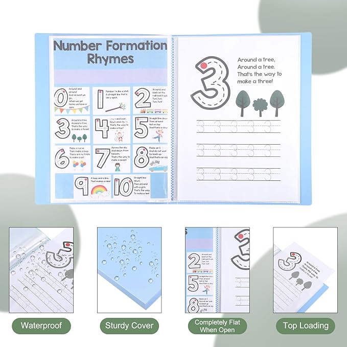 M&G 30-Pocket Binder with PP Plastic Sleeves A4(Blue), Art Portfolio Folder with Clear Sheet Protectors, Display 60 Pages for Organizing Documents, 310x235x20mm