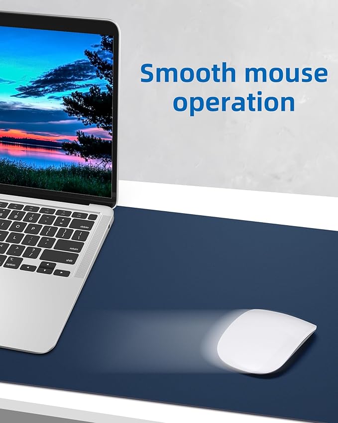 Non-Slip Desk Pad,Mouse Pad,Waterproof PU Leather Desk Protector,Ultra Thin Large Desk Blotter,Waterproof Keyboard mat for Office/Home/Decor(Midnight Blue 23.6" x 13")
