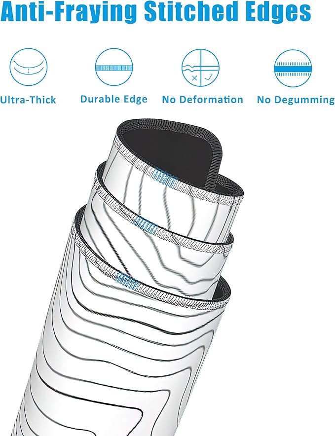 Mouse Pad,Topographic Line Desk Mat for Desktop,Desk Pad with Non-Slip Base and Stitched Edge,Extended Mousepad for Office and Home 35.4X15.7 Inch