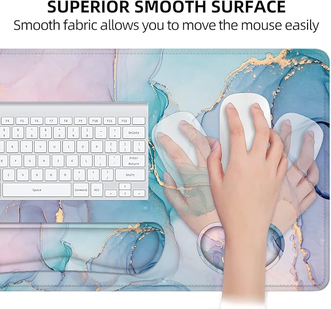 LATEEFAH Desk Mat, Mouse Pad with Wrist Rest, 4-in-1 Large Mouse Pads for Desk, Ergonomic Mouse Pad and Keyboard Wrist Rest Gaming Keyboard Mat for Office, Home