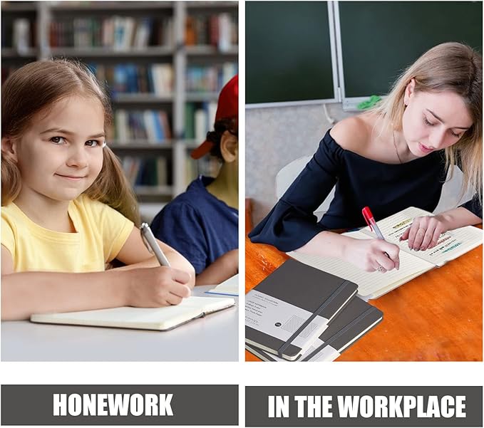 Lined Journal Notebook, 6Pack(Dark Gray), 160 Pages, Medium 5.7 inches x 8 inches - 100 gsm Thick Paper, Hardcover