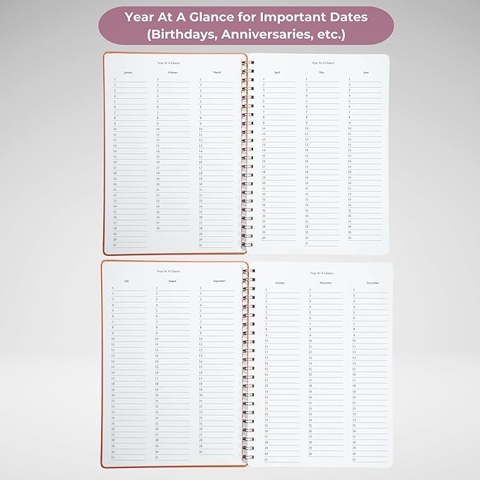 | Ultimate Yearly, Daily, Weekly, Monthly Planner | 8.25" x 11.75" | To Do List Notebook for Work | Simple Design | Multiple Layouts | Academic Planner and Organizer Notebook (Rust, Yearly Planner - Portrait)