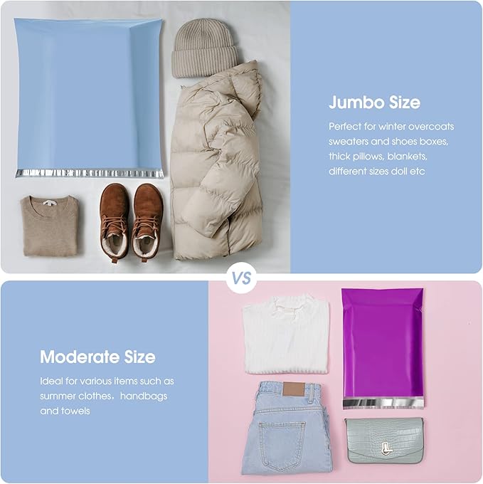 Metronic Poly Mailers 24x24 50PC, Extra Large Shipping Bags Mailing Envelopes with Strong Adhesive, 2.5Mil Thick Mailers Poly Bags for Shipping, Mailing Bag Packaging Bag for Small Business, Haze Blue