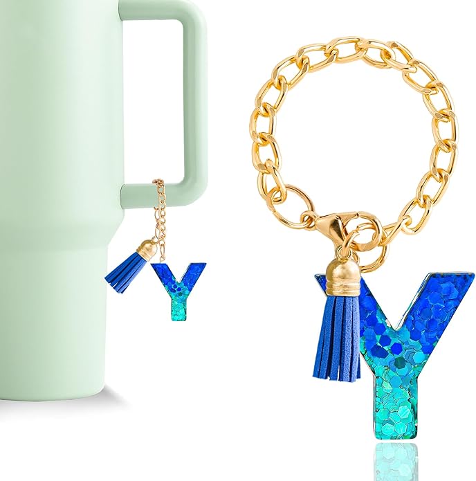 Letter Charm Accessories for Stanley Cup 1 PCS Cute Initial Keychain Handle Charm for Stanley Tumbler for Women