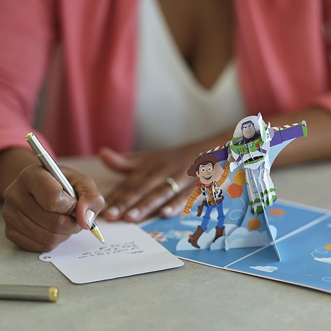 Lovepop Happy Birthday Pop-Up Card for Her and Him- 3D Disney Birthday Greeting Cards for Boys, Girls, Men, Women - Toy Story - 5" x 7" Woody and Buzz Card - Blank Note Card & Envelope Included