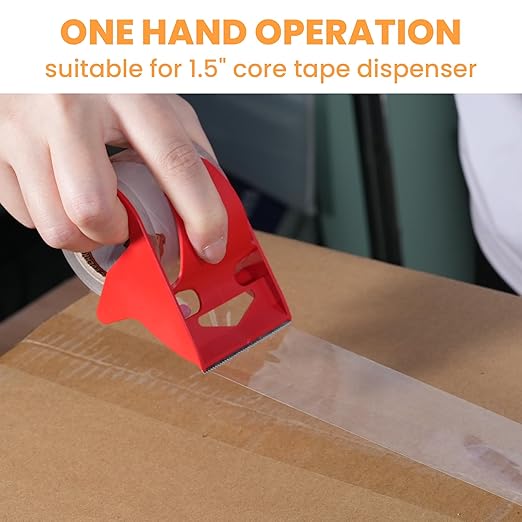 TAPEBEAR No Noise Packing Tape with Dispenser, 2.6mil Thick, 1.88" x 22yd Super Clear Packaging Tape for Book Binding, Carton Sealing, Moving, Shipping, 6 Rolls Tape with 6 Free Dispenser