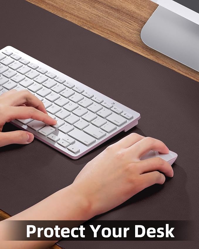 Leather Desk Pad Protector,48"x 17"Desk Mat Large, Mouse Pad, Non-Slip PU Leather Desk Blotter,Waterproof Desk Pad for Office/Home(Coffee)