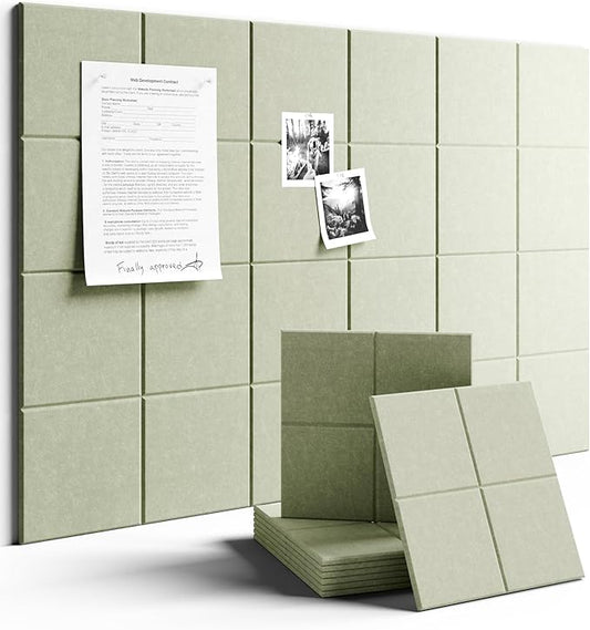 Large Felt Bulletin Board 36" x 24"Cork Board Alternative-6 Pack with 40 Safe Removable Adhesive Tabs, Cork Boards for Walls Cork Board for Home Office Classroom Pin Board-Sage