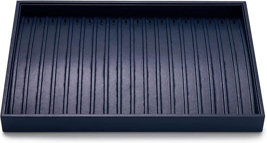 Oirlv Stackable Necklace Pendant Bracelet Organizer Tray Blue Leather Jewelry Drawer Organizer Trays