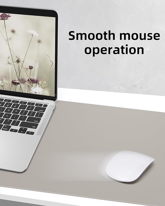 Leather Desk Pad Protector,Mouse Pad,Office Desk Mat, Non-Slip PU Leather Desk Blotter,Large Desk mat,Waterproof Keyboard mat for Office/Home/Decor (Light Grey,48" x 24")