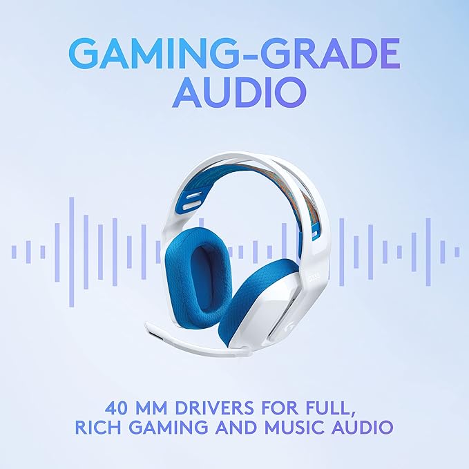 Logitech G335 Wired Gaming Headset, with Flip to Mute Microphone, 3.5mm Audio Jack, Memory Foam Earpads, Lightweight - White