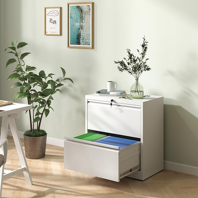 Lateral File Cabinets with 2 Drawer,Metal Lateral Filing Cabinet for Home Office,Wide Steel Storage Cabinet Commercial Drawer for Legal/Letter/A4 Size Files Assembly Required