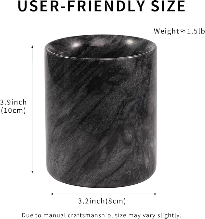 Marble Toothbrush Pen Holder - Black Pencil Cup for Office Desk Aesthetic, Toothpaste Makeup Brush Organizer for Bathroom Sink Vanity Accessories, Utensil Container for Kitchen Countertop