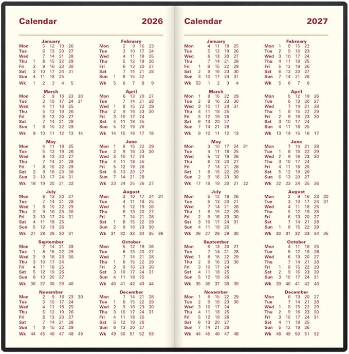 Letts of London® 2026 Belgravia Weekly/Monthly Appointment Book and Planner, 12 Months, January to December, Italian Leather, Horizontal, Slim Size, 6.625" x 3.25", English, Black (C33SBK-26)
