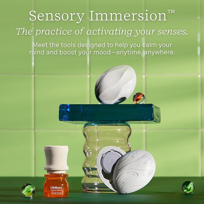 Lifelines Scent-Infused Grounding Stones, 2-Pack, Classic Pack - Portable Fidgets for Adults with Essential Oil Blend & Diffusion Stones for Sensory Immersion - Calming Waterless Passive Diffuser