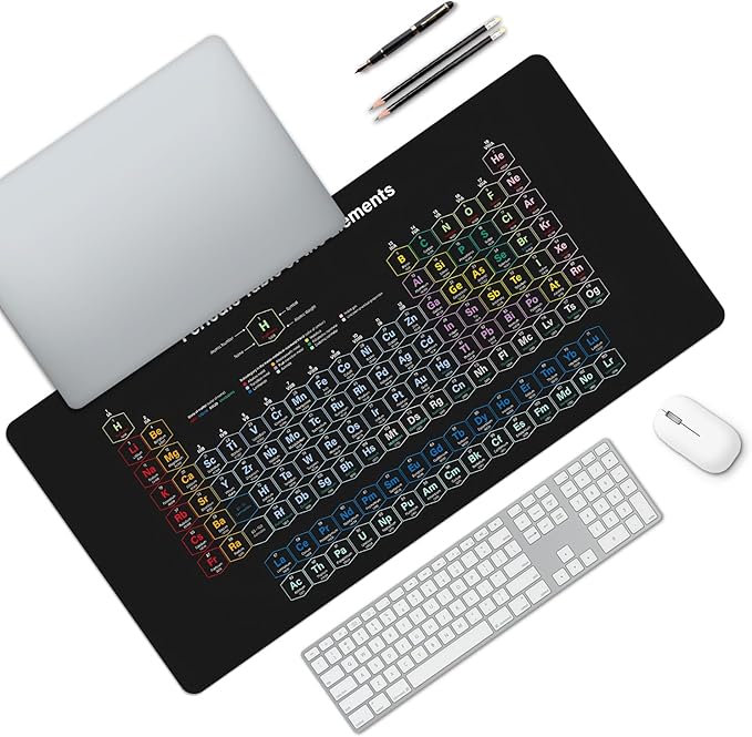 MAYCARI Periodic Table of The Elements Desk Mat Educational Desk Pad Mouse Pad Large Cute Gaming Mousepad XXL Laptop Keyboard Desktop Writing Pad for Girls Students 31.5"X15.7"