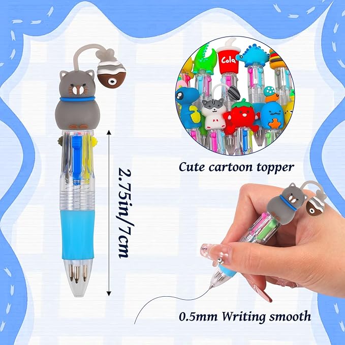 CZWZ 100Pcs Mini Multicolor Pens in One 4-in-1 Cute Pens Bulk for Kids, Ballpoint Pen for Birthdays and Children's Parties, Fun Gifts Assorted Ink Kawaii Pen