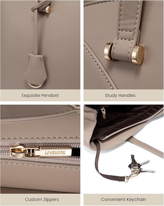 LOVEVOOK Laptop Tote Bag for Women, Work Bags Teacher Tote Bag, Leather Computer Bag Purses Handbag Professional Briefcase