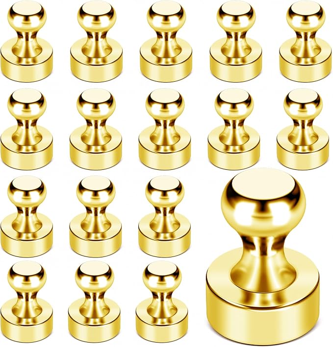 LOVIMAG Fridge Magnets 18Pcs Refrigerator Whiteboard Small Strong Magnet Classroom Kitchen Accessories Decorative Locker Set Decor Must Haves Office Calendar Refrigerador Magnetic Cute Crafts Gold