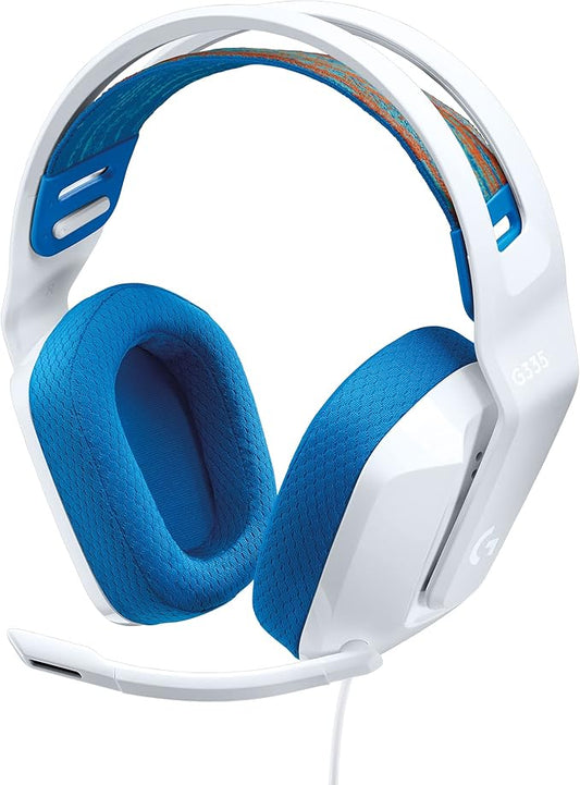 Logitech G335 Wired Gaming Headset, with Flip to Mute Microphone, 3.5mm Audio Jack, Memory Foam Earpads, Lightweight - White