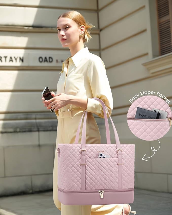 LOVEVOOK Lunch Tote Bag for Women, 15.6 Inch Laptop Work Bag With Lunch Compartment & Large Cup Holder, Lightweight Work Briefcase for Travel, Bussiness, Teacher