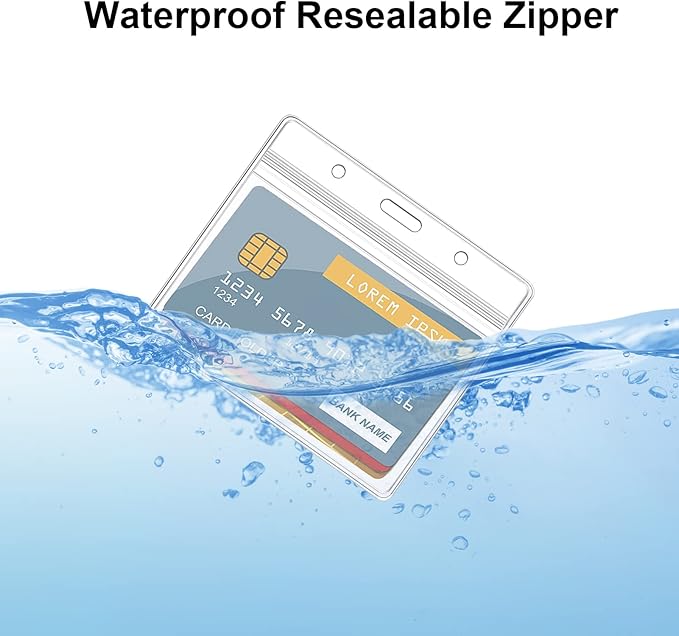 10 Pcs Clear Badge Holder Horizontal ID Card Holder Waterproof Plastic Card Name Badge Holder for Office, School, Conference